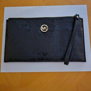 MK Large Black Patent Leather Wristlet